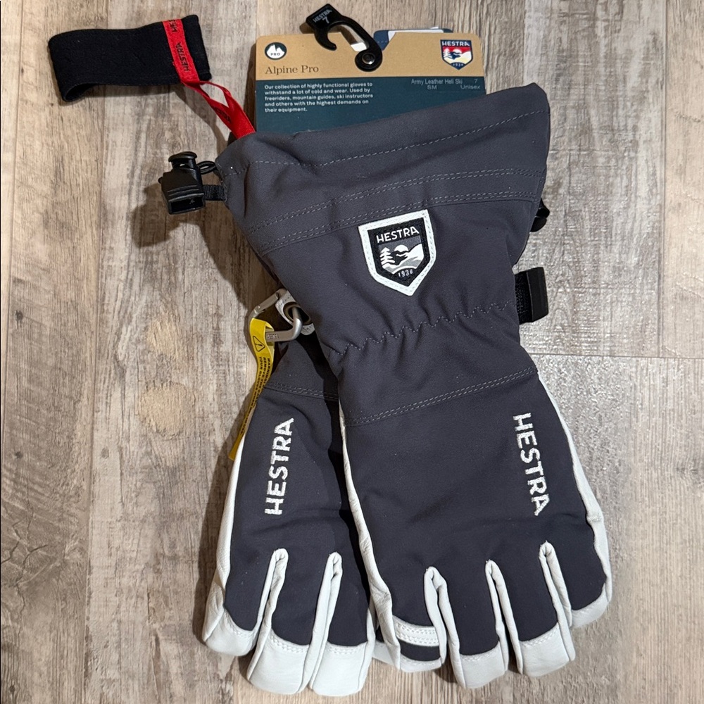 Hestra Army Leather Grey and White Alpine Pro Gloves